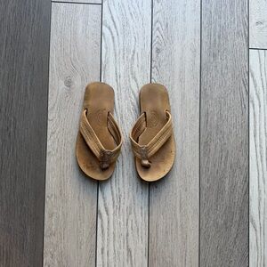 Rainbow Kids Leather Tan Flip Flop Sandals size 11/12